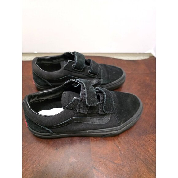 VANS Old Skool V Black Canvas & Suede Double Strap Sneakers Kids Size 3 Skateboa - Picture 3 of 9